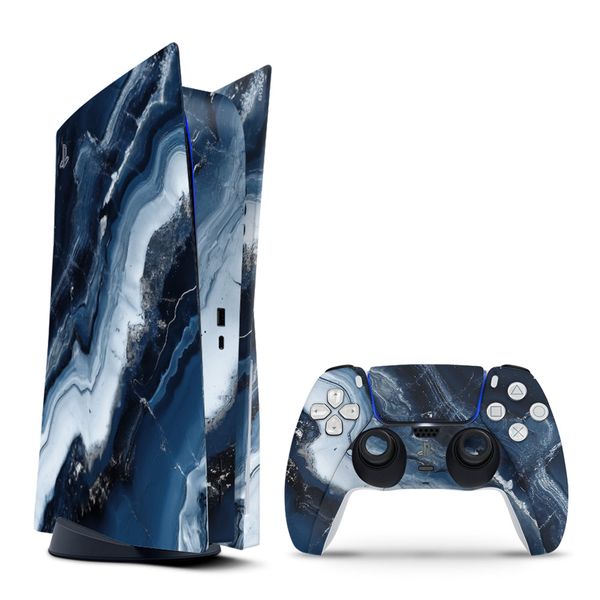 Decal Skin Compatible with PS5 (Disc) - Abstract Marble Blue (Decal Only)