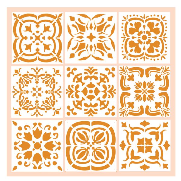 Collection 1 of 9 Tile Stencils