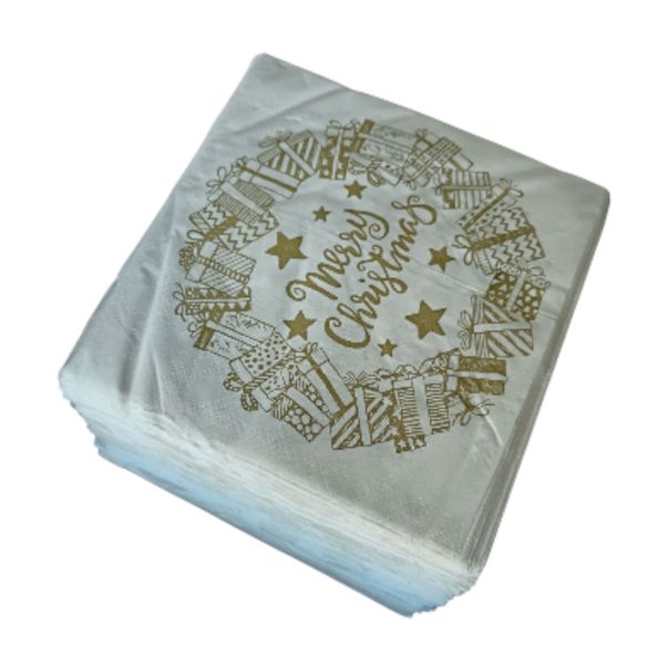 2 Ply 100 Gold Merry Christmas Wreath