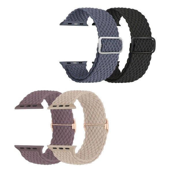 4-Pack Stylish Braided Watch Bands - 38/40/41mm - Multicolor