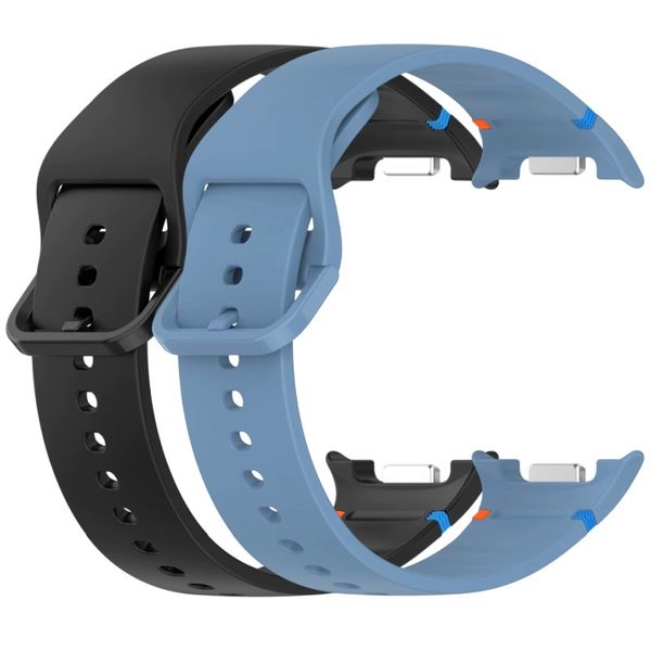 Black and Blue Silicone Sport Straps Compatible With Samsung Galaxy Watch 8