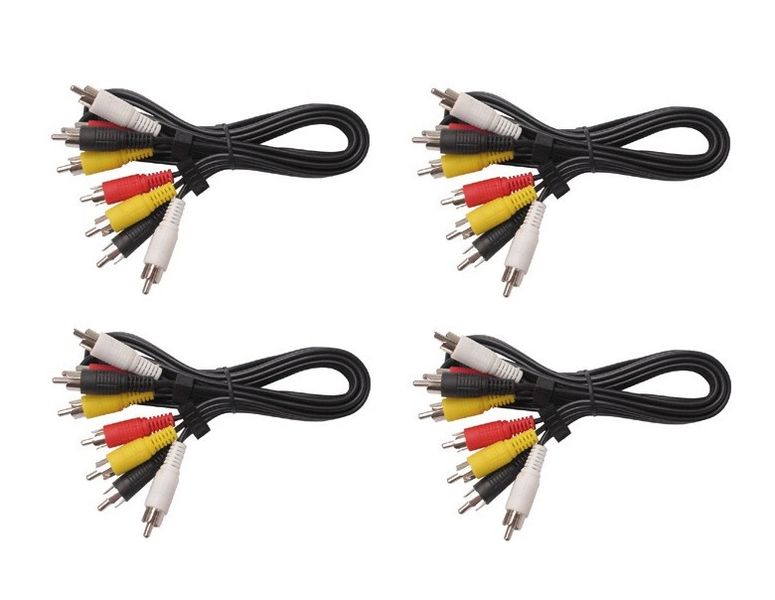 4 RCA Male To 4 RCA Male 1.2 Meter Audio Cable - 4 Pack