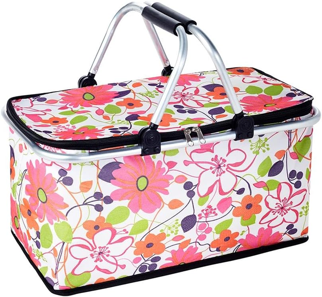 The Lakeside Collection Insulated Picnic Basket - Floral