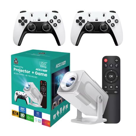 Smart Gaming Projector 1080P with 2 Wireless Controllers- 150" Display-(GC) Image