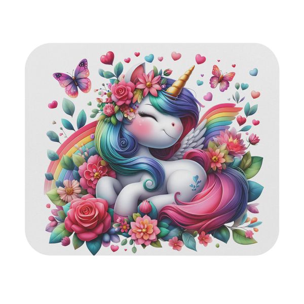 Rainbow &amp; Butterflies Unicorn Mouse Pad