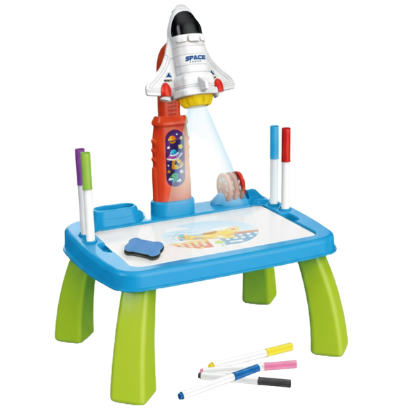 Kids Space Rocket Art Projector Drawing Board Table