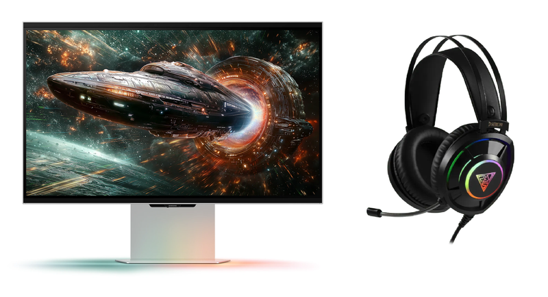 Samsung 27" Odyssey AI 3D G90XF 4K 165Hz Gaming Monitor + RGB Headset