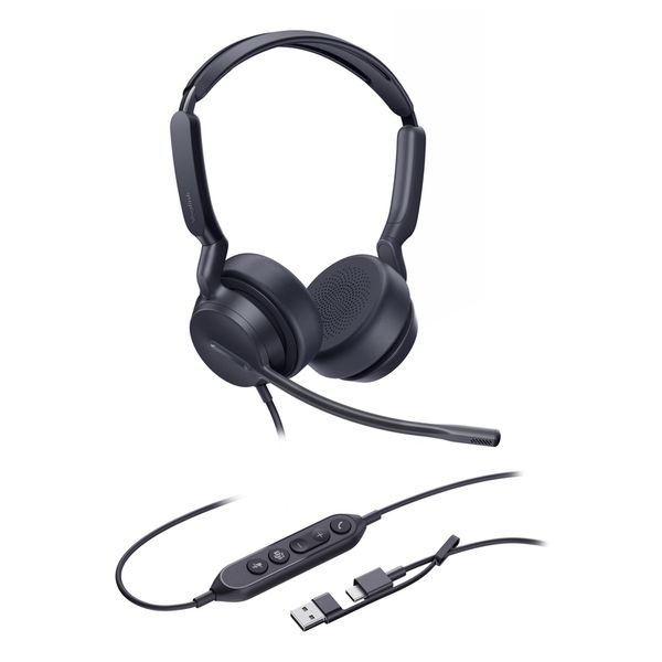 Yealink UH42 Wired Dual USB-C Headset with USB-A Adapter