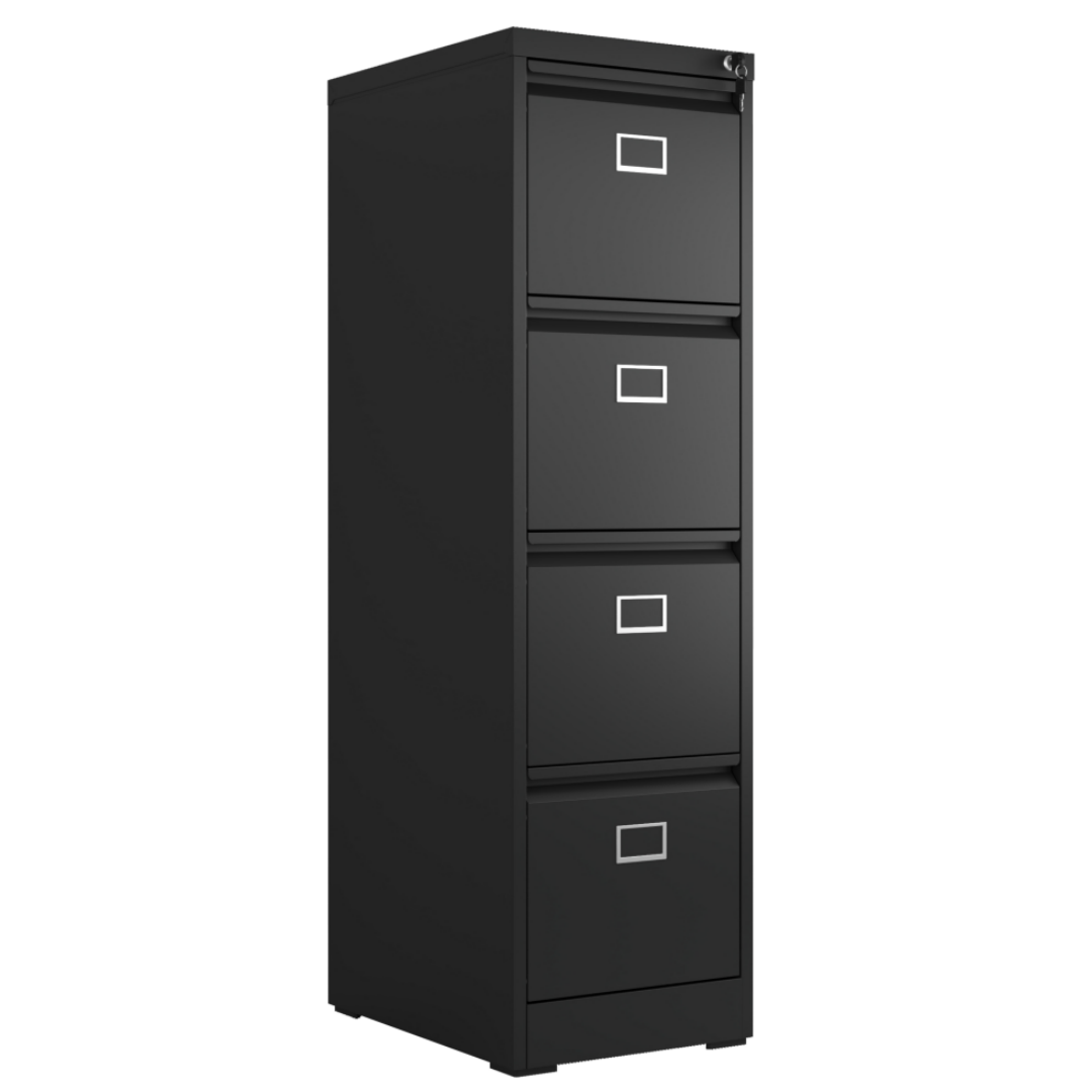 Steel Big Size Vertical 4 Drawer Filing Cabinet Swan Handle With Card Slots