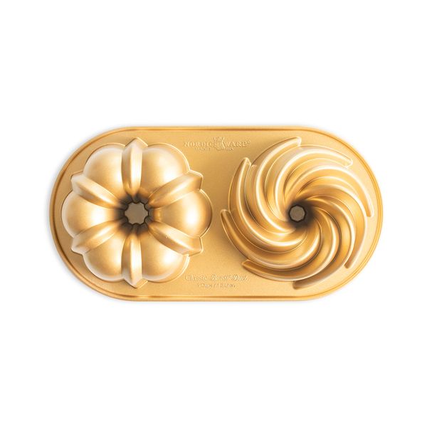 Nordic Ware Classic Gold Duet Bundt Pan 5 Cups Cast Aluminum Nonstick