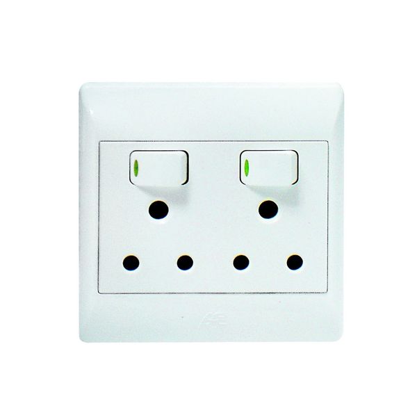 ACDC - 2 x 16A Switched Socket Outlet 4x4 with White Cover Plate