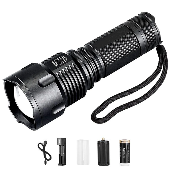 Rechargeable Flashlight Tactical Flashlight Telescopic Zoom LED Torch