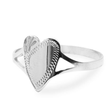 925 Sterling Silver Adult Heart Panel Ring/Signet Ring Image