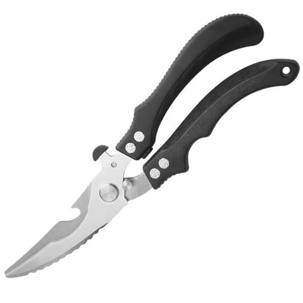 Ergonomic black handle multi-purpose stainless steel kitchen scissors