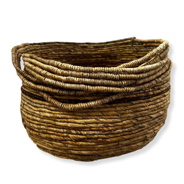 Basket with Agel Rope Trim | Handwoven Water Hyacinth
