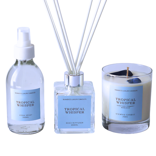 Tropical Home Fragrance Gift Set: Coconut Water, Vanilla Orchid and Frangipani