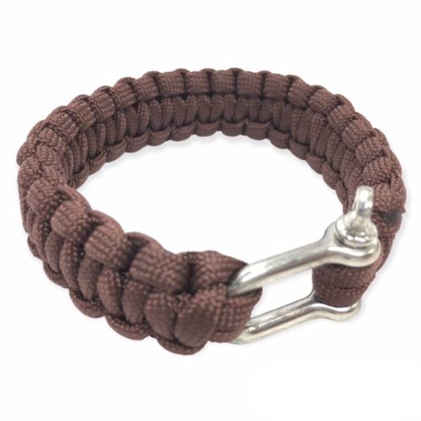 Paracord Hand Bracelet 25cm Metal Lock - Dark Brown