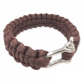 Paracord Hand Bracelet 25cm Metal Lock - Dark Brown 