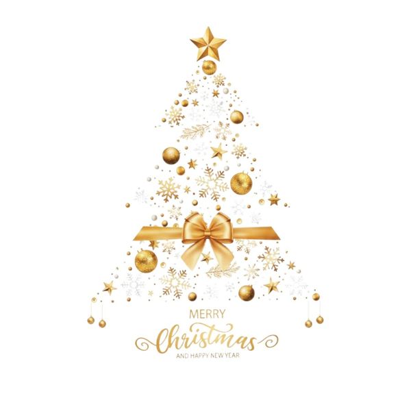 1 Pack- Reusable Christmas Tree Window Sticker- Gold