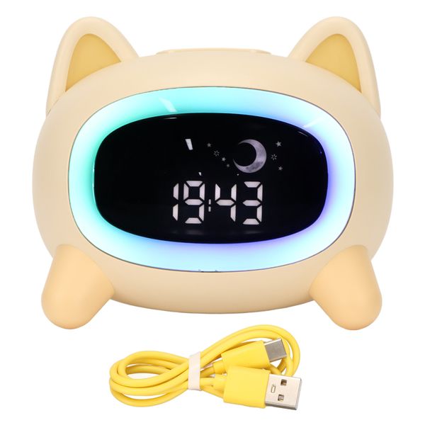 Kids Wake Clock Cartoon Sleep Training with Night Light Sound Machine Dog