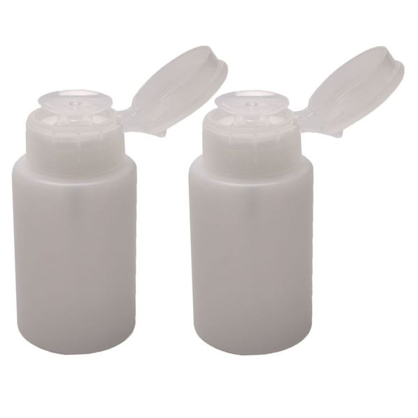 2 Pcs Nail Art Liquid Container Bottle Pump Dispenser Polish Remover