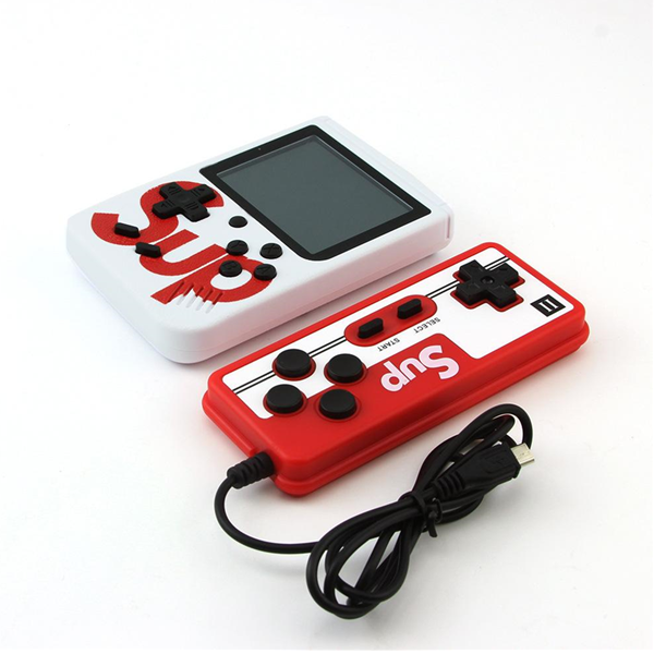 White Mini Retro Handheld Games 400 in One With Red Handle