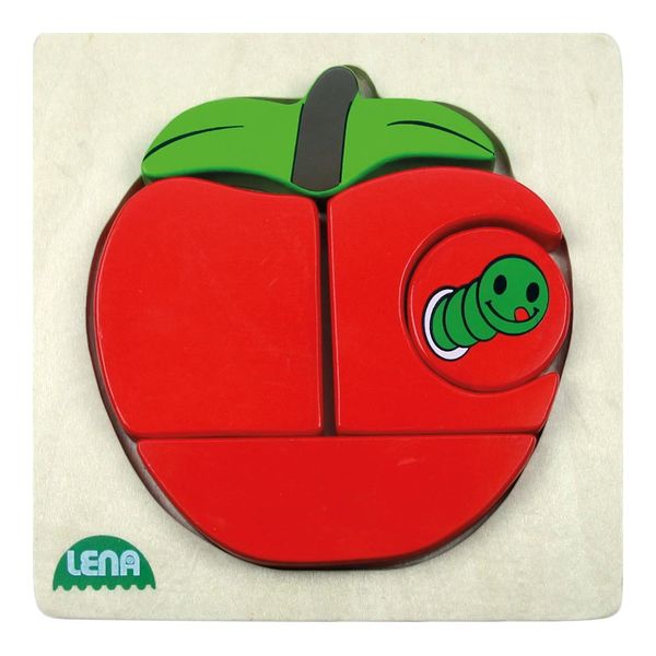Lena Wooden Puzzle for Children 18 Months Up: Apple and Hungry Caterpillar
