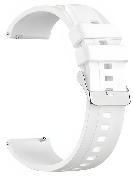 Silicone Strap Compatible with Garmin Vivoactive 5 with Silver buckle-White