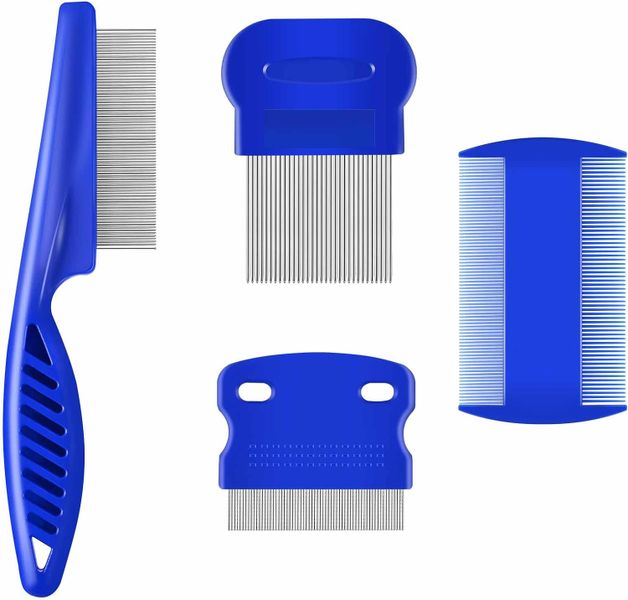 4 Pack Stainless Steel Flea Lice Comb Double Sided Pet Grooming Tool