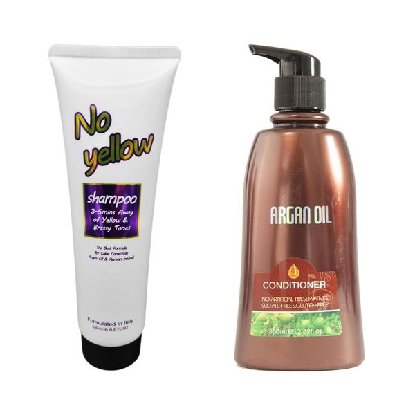 No Yellow Keratin Purple Shampoo 250ml &amp; Argan Conditioner 350ml Pack