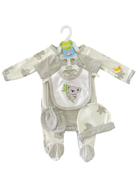 Newborn Essentials Baby Clothes Starter Set - 5 Piece - Koala Grey