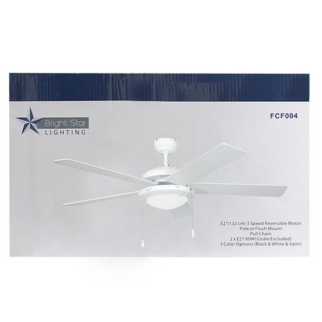 52-Inch 5-Blade Ceiling Fan with Light and Pull Chain Control 