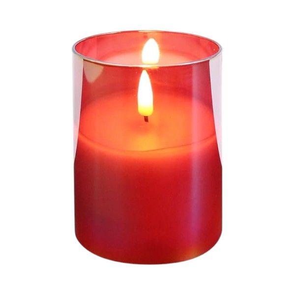 Small Transparent LED Wishing Candle Set with Warm Lighting - Red - Pack of 1
