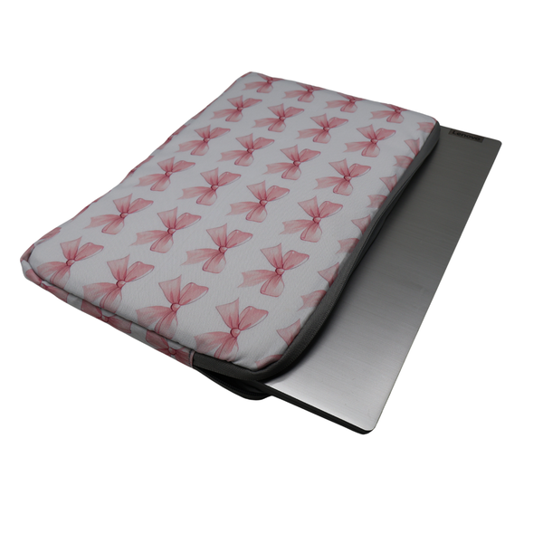 Pink Bow Laptop Sleeve - 40cm x 27cm x 2cm (Fits Most 16")