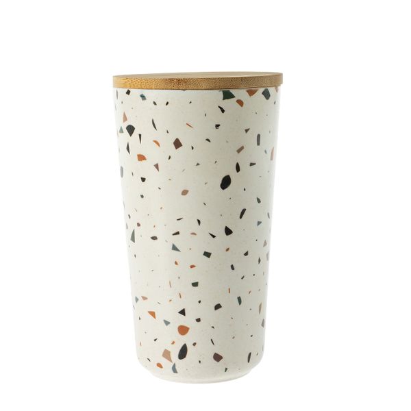 George &amp; Mason - Bamboo Fibre Terrazzo Round Storage Canister - 18.5cm