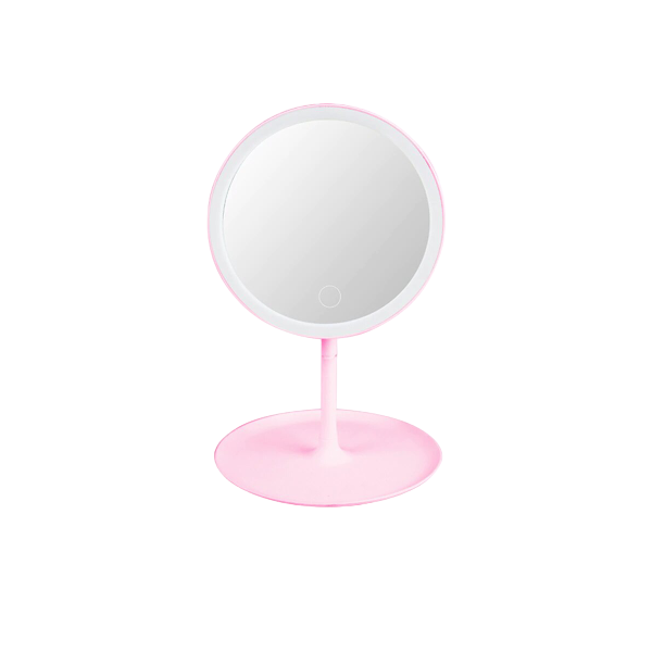 USB Rechargeable LEDs Cosmetic Makeup Mirror Desktop Lamp Pink