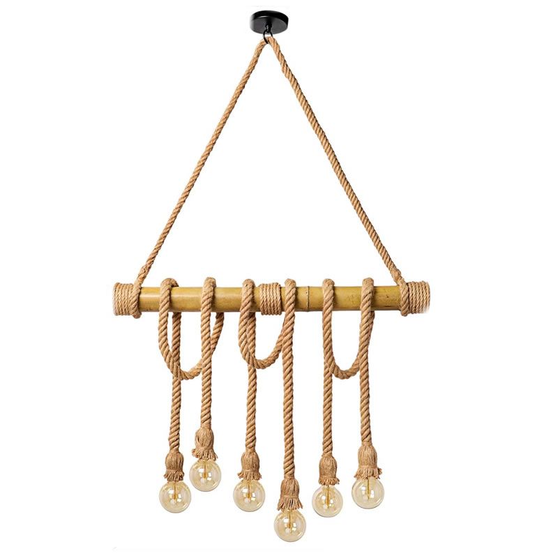 6 Head Bamboo Rope Light Chandelier