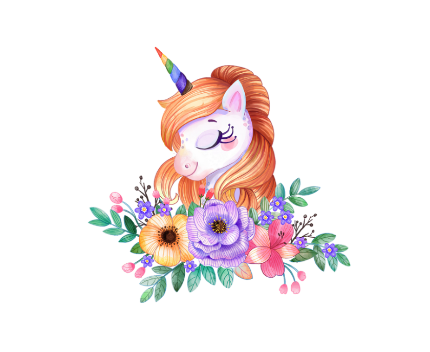 Unicorn Face with Floral Mane Wall Vinyl Sticker Shop Today. Get it