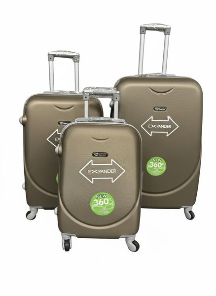 3-Piece Hard Shell Luggage Set with 360 Spinner Wheels - Champagne Gold