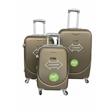 3-Piece Hard Shell Luggage Set with 360 Spinner Wheels - Champagne Gold Image
