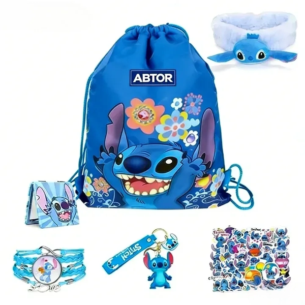ABTOR Kids' Stitch Birthday Gift Set - Stickers + Drawstring Bag + Lanyard