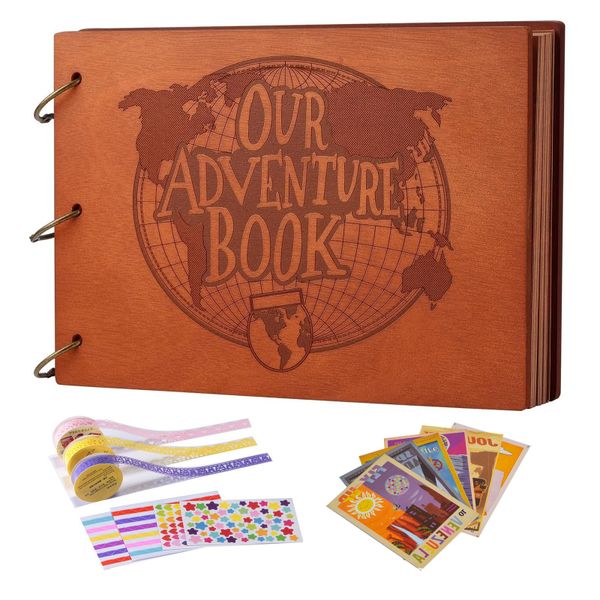 Cutting Book Adventure Album Kraft Paper Retro Style - Brown Yellow