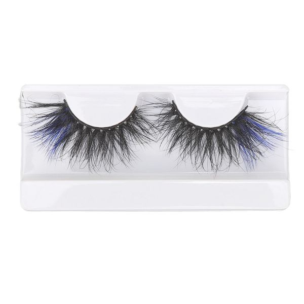 1 Pair 25mm Blue False Eyelashes Reusable Long Curly Colored Fake 697A-3C