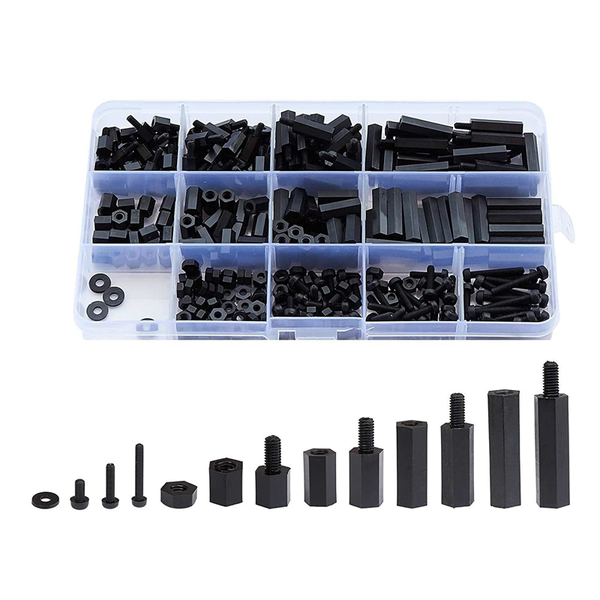 320Pcs M3 Male Female Hex Nylon Spacer Standoff Screw Threaded Pillar