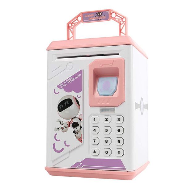 Kids ATM Password Finger Print Access Piggy Bank Pink or Blue