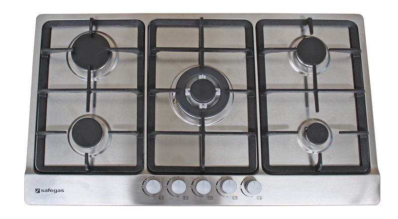 Safegas Hob - 5 Burner Stainless Steel