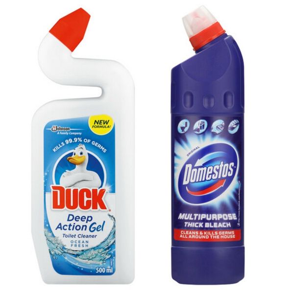 Domestos Original (2 x 750ml) + Duck Deep Action Gel Ocean (2 x 500ml)