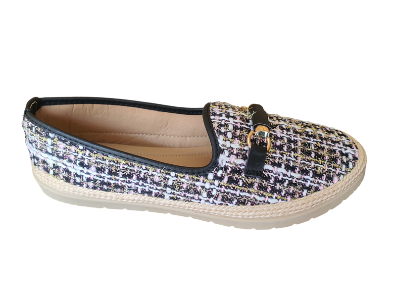 Elegant Tweed Espadrille Slip On Pumps