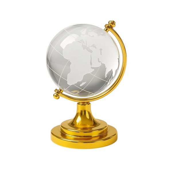 Elegant Acrylic Globe With Golden Stand - Multi-Colour