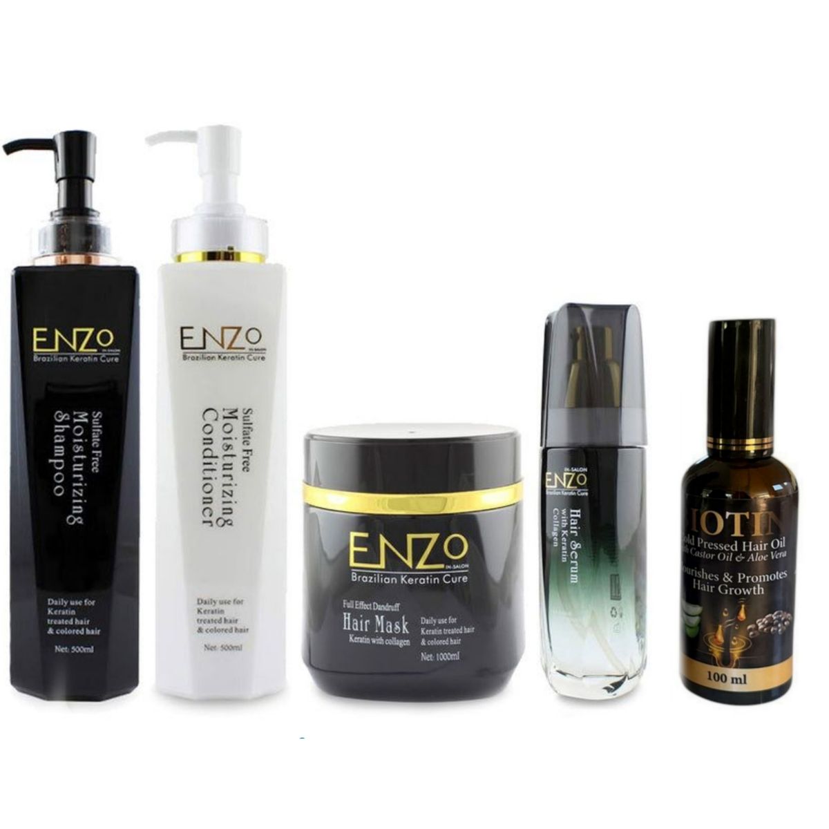 Brazilian Keratin Cure Shampoo, Conditioner, Mask Hair Serum & Biotin Oil